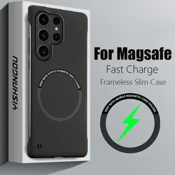 Slim Frameless Magnetic For Magsafe Case For Samsung Galaxy S23 Ultra S22 S24 Ultra Coque Luxury Wireless Charge Hard Back Cover
