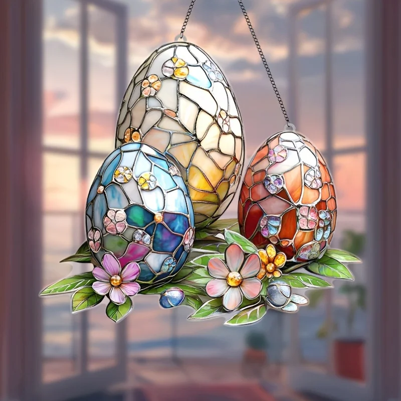 2D Acrylic Easter Window Decoration, Suitable for Families, Cafes, Restaurants, Home Easter Hanging Decorations, Easter Gifts