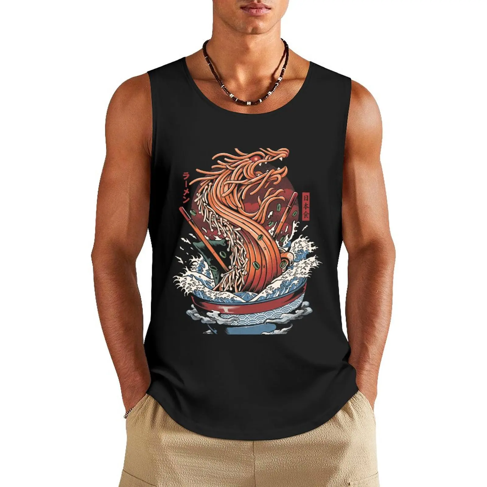 Ramen Dragon Tank Top mens designer clothes anime top Men's fitness t-shirt sleeveless