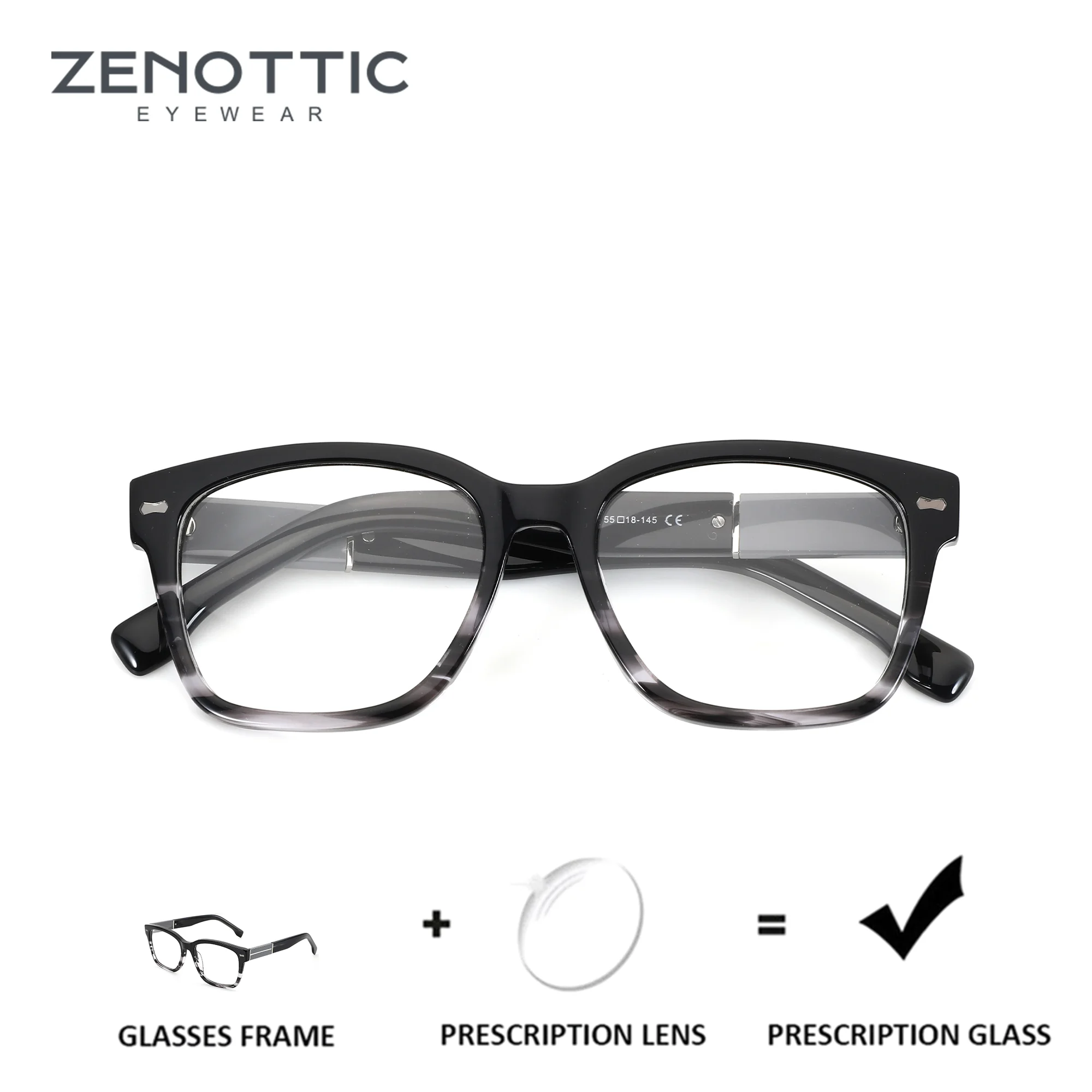 

Мужские очки по рецепту ZENOTTIC (размер M) с толстой квадратной оправой и заклепками, модные, смелые, стильные оптические очки