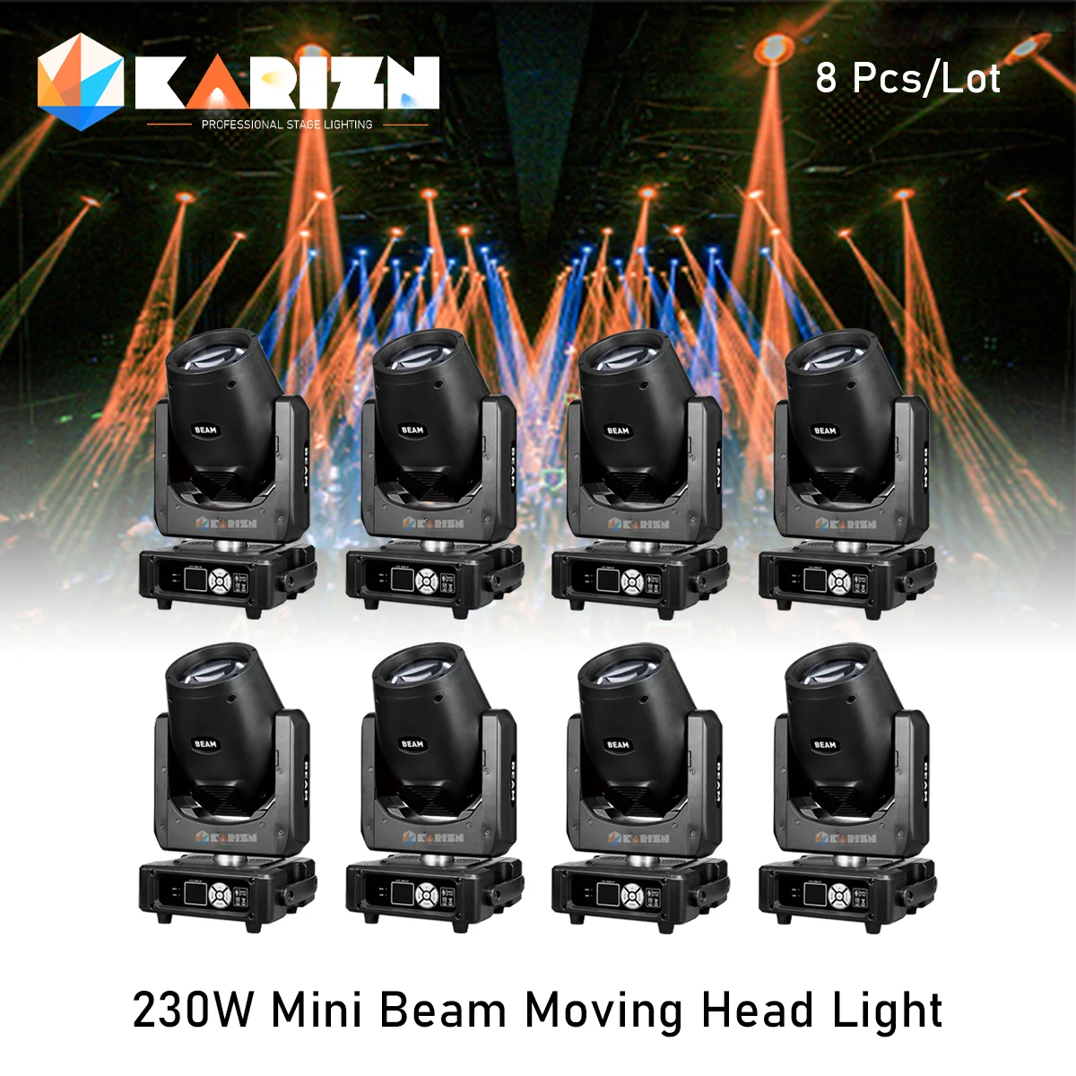 

0 Tax 8Pcs Lyre Mini Beam 230W 7R Moving Head Light 230W DJ Moving Key Model Beam 7r Sharpy Beam 230 Stage Disco Light