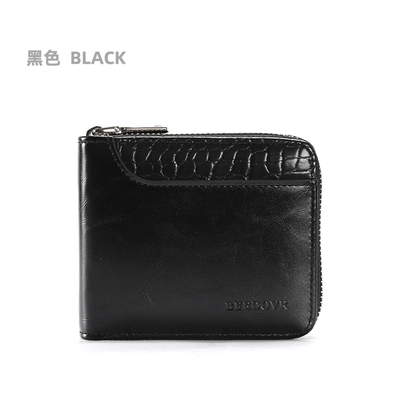 Porte-monnaie en cuir PU avec blocage RFID pour homme, portefeuilles à fermeture éclair, porte-cartes, sac d'argent pour homme, mode masculine