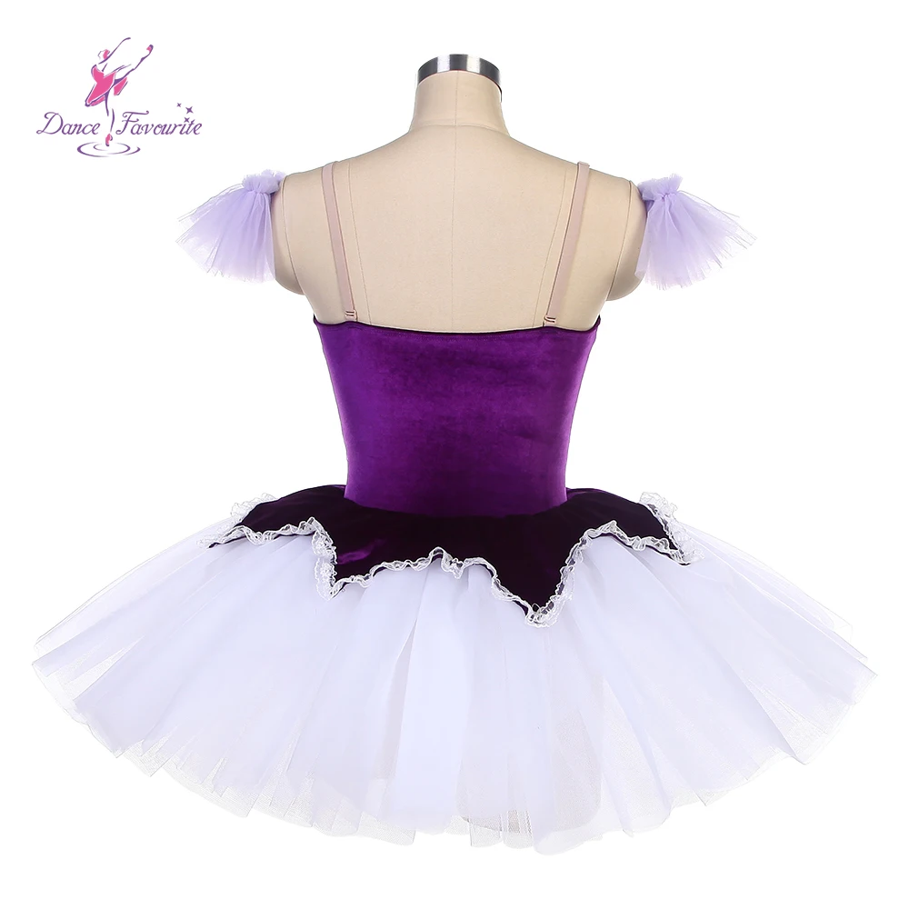 25002 Fioletowy aksamitny top z białym tiulowym baletem Tutu Kostiumy do tańca Tutu Kostium do tańca