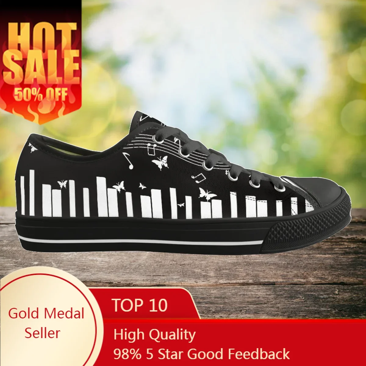 

Music Print Canvas Shoes Piano Keys Notes Wear-resistant Round Toe Sports Flat Shoes Brand Custom Anti-slip Zapatillas De Mujer