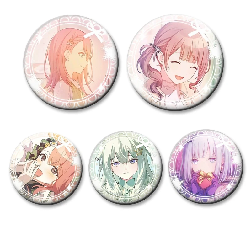 Sekai Project PJSK Creative Lapel Pins Alloy Brooch Hoshino Ichika Hinomori Shiho Round Badge for Bag Clothes Shirt Decor Gifts