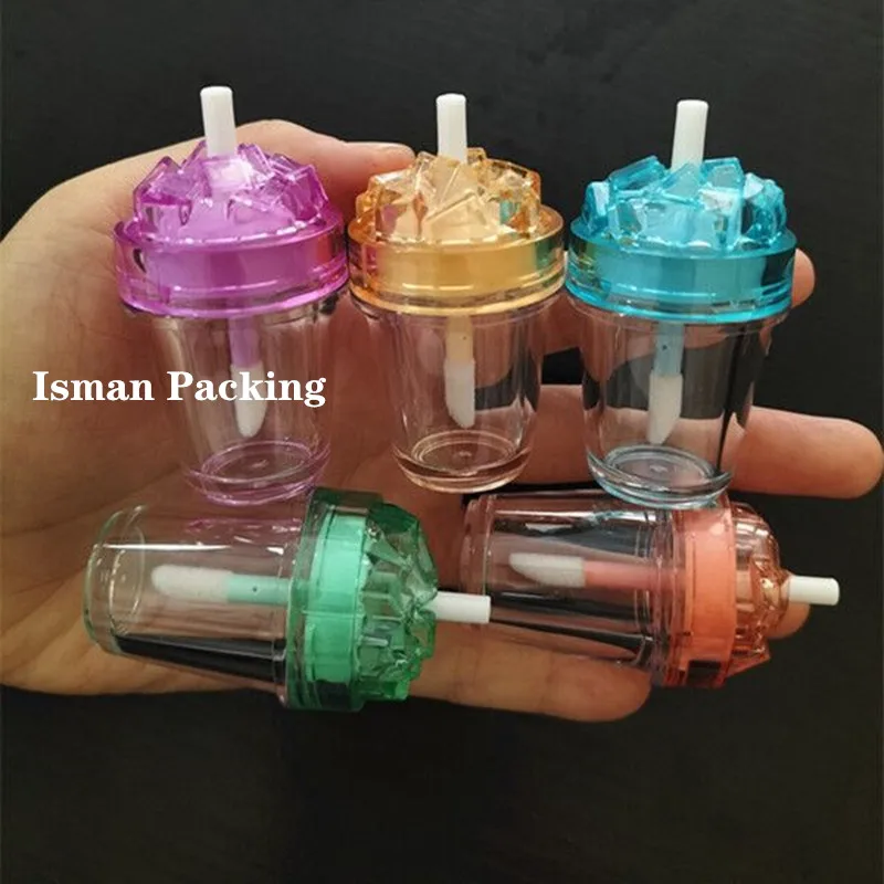 50Pcs New style 5ml creative ice top coffee milk tea cup shaped lip gloss container tubes cosmetic packaging with wands for kids