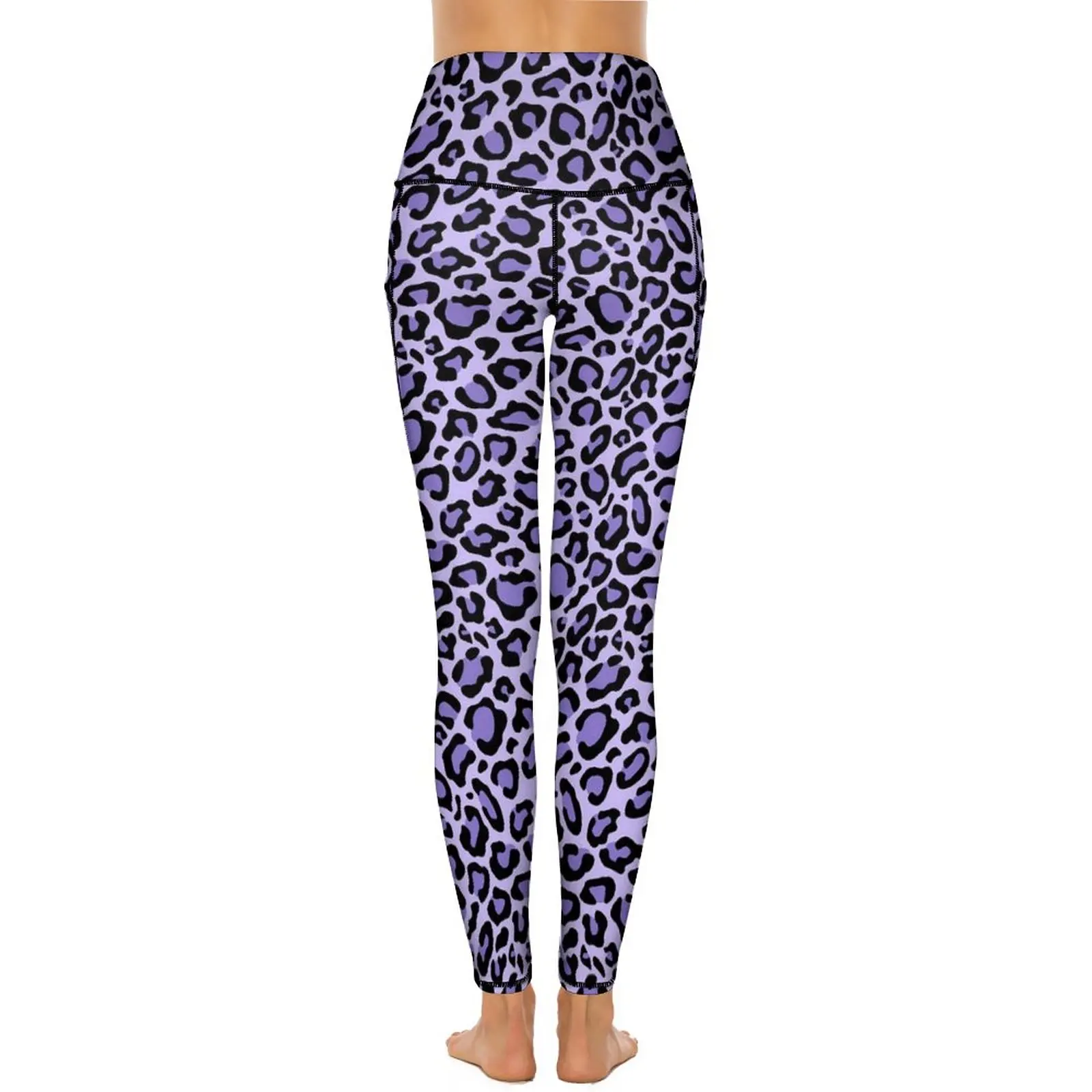 Roxo manchado leopardo leggings animal impressão fitness yoga calças de cintura alta bonito leggins padrão elástico esportes collants ideia presente