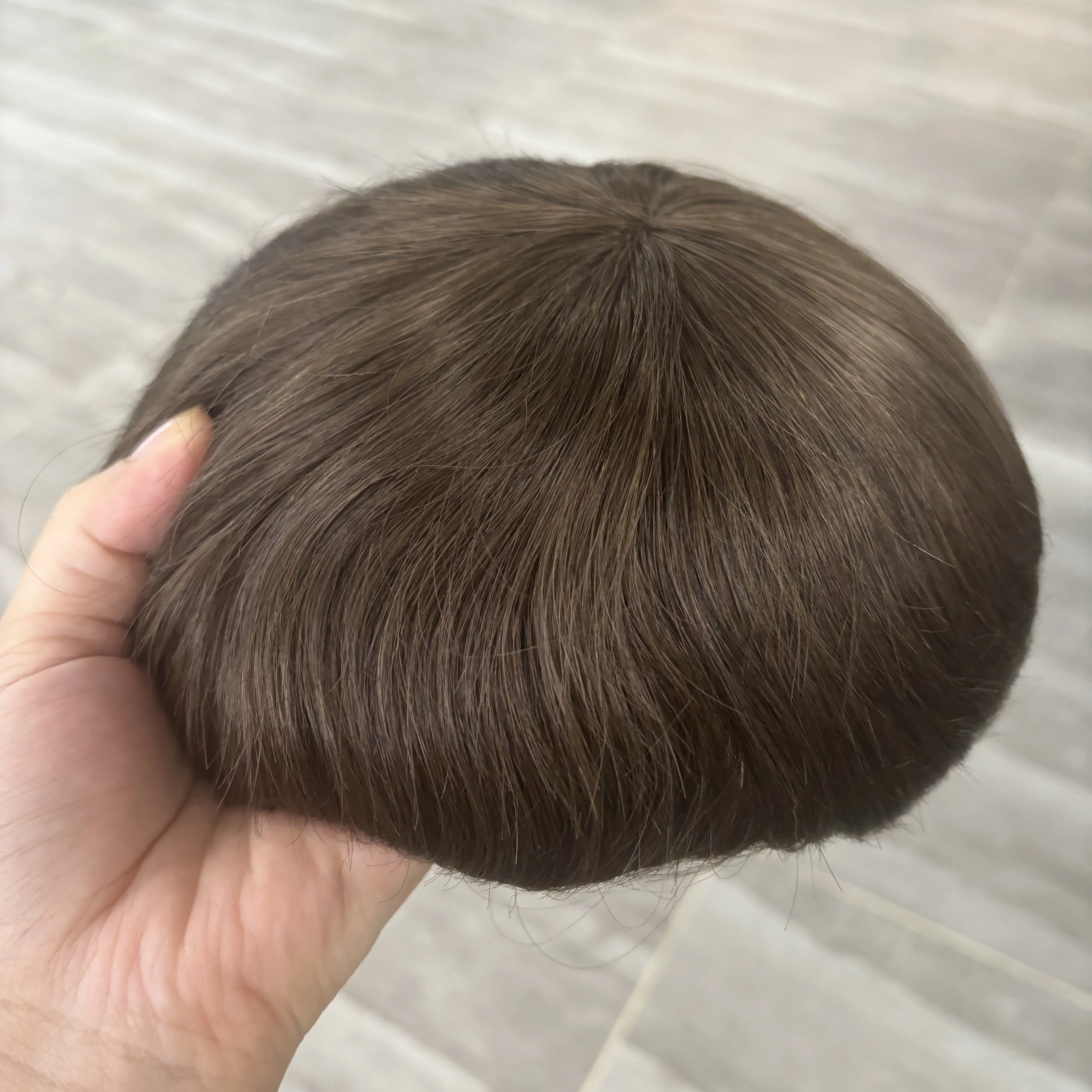 مستقيم حريري غير قابل للاكتشاف # 4 بني أشقر فائق النعومة أحادي NPU قاعدة الرجال الشعر المستعار نظام الشعر البشري الأوروبي الشعرية الاصطناعية #4