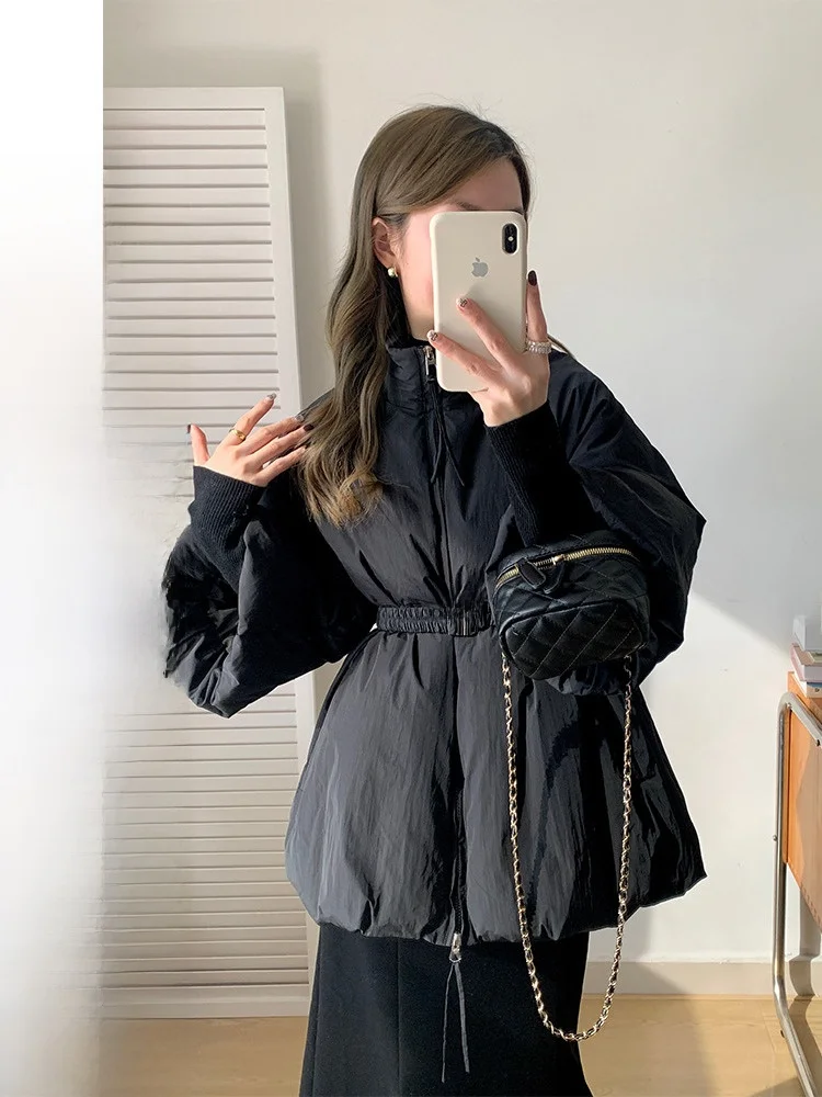 

Женская пуховая куртка с поясом UVPU Bla 2023, зимний дизайн, высококачественное корейское новое китайское теплое пальто с воротником-стойкой, Thiened