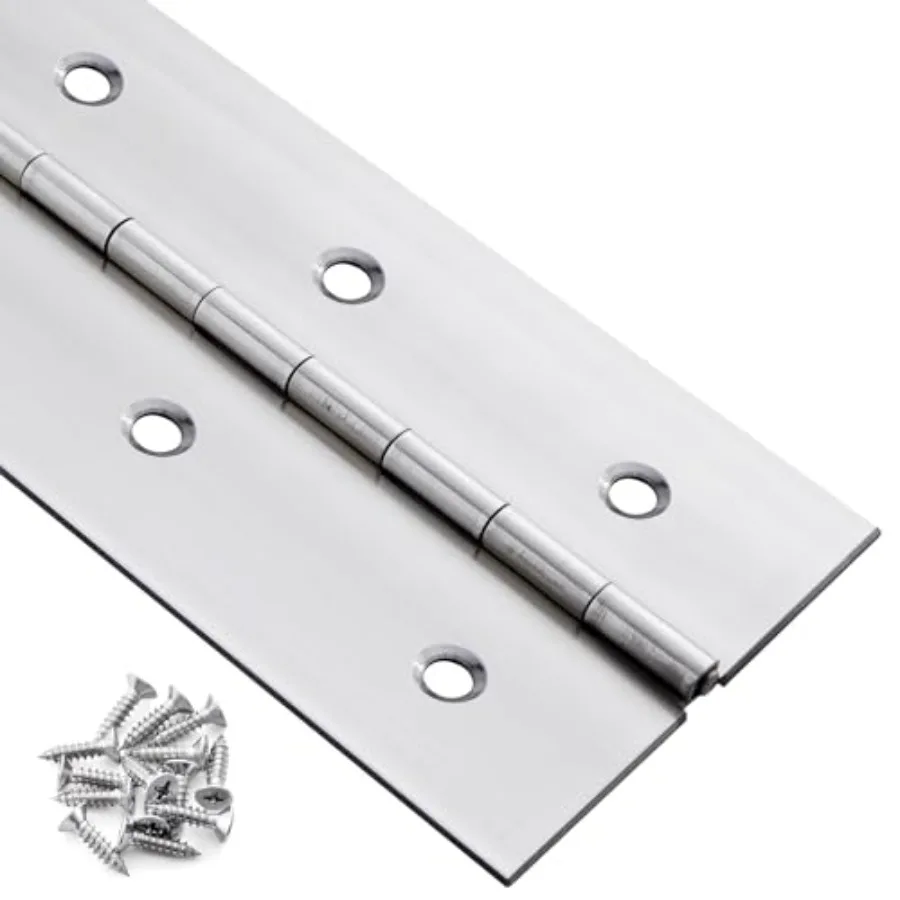 

Heavy Duty Piano Hinge x 3 Continuous Hinge, 0.060'' Thick Staless Steel Piano Hge with Holes for Cabet, Doors, DIY Wood Boxes