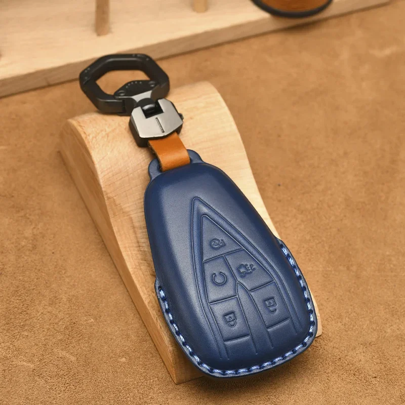 Genuine Leather Car Key Case Cover For Changan CS75PLUS Key Case YIDONG CS35/CS55 Auchan New Energy UNI Car Leather