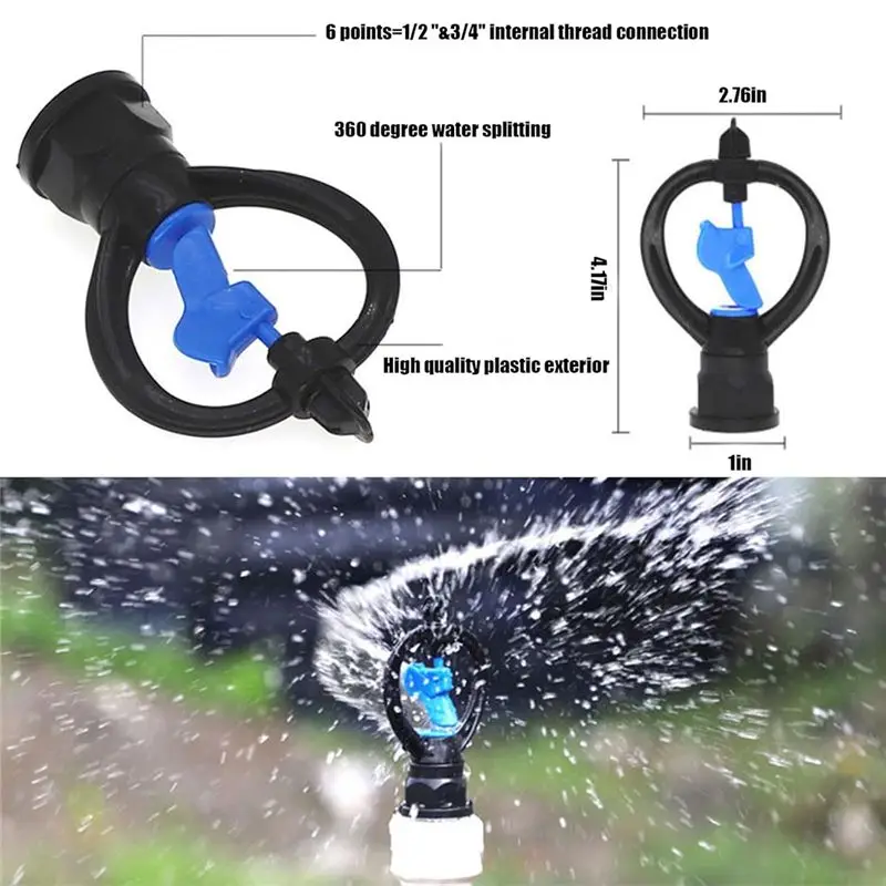 KYCOR-50PCS Butterfly Sprinkler Automatic External Wire Impeller Nozzle 360 Degree Automatic Rotation Sprinkler Irrigation