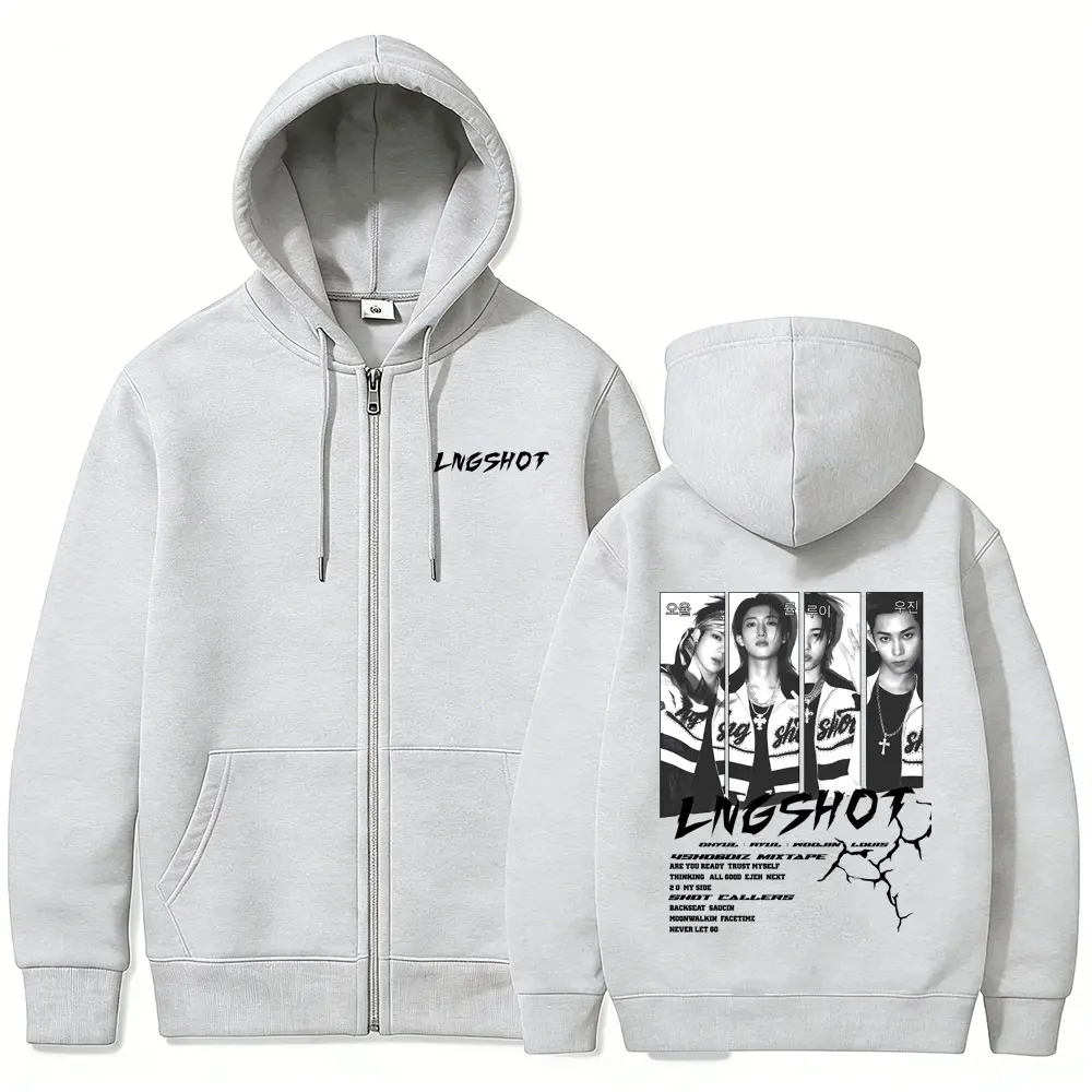 Koreanische Band Lngshot Jay Park 2026 Zipper-Hoodie für Herren und Damen – K-Pop Fashion Trend Reißverschlussjacke, Oversized Zip-Up Sweatshirt Mantel – Detail 6