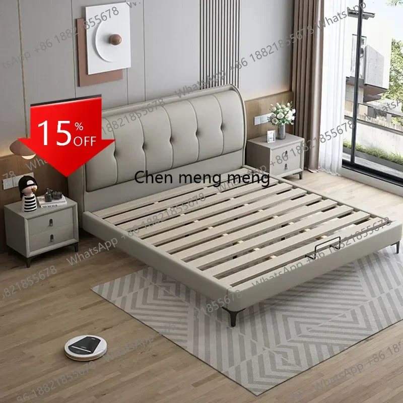 

Q181 Роскошная двуспальная кровать для спальни с изголовьем, безопасным хранением, напольная, в стиле принцессы, комфортная, недорогая, для отелей и гостиниц