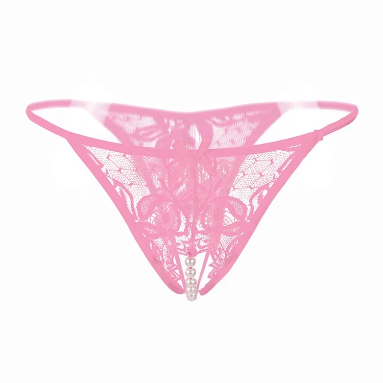 Nuevo bordado de perlas, venta al por mayor, lencería Sexy, tangas de hilo G, ropa interior abierta erótica para mujer, bragas de encaje sin entrepierna