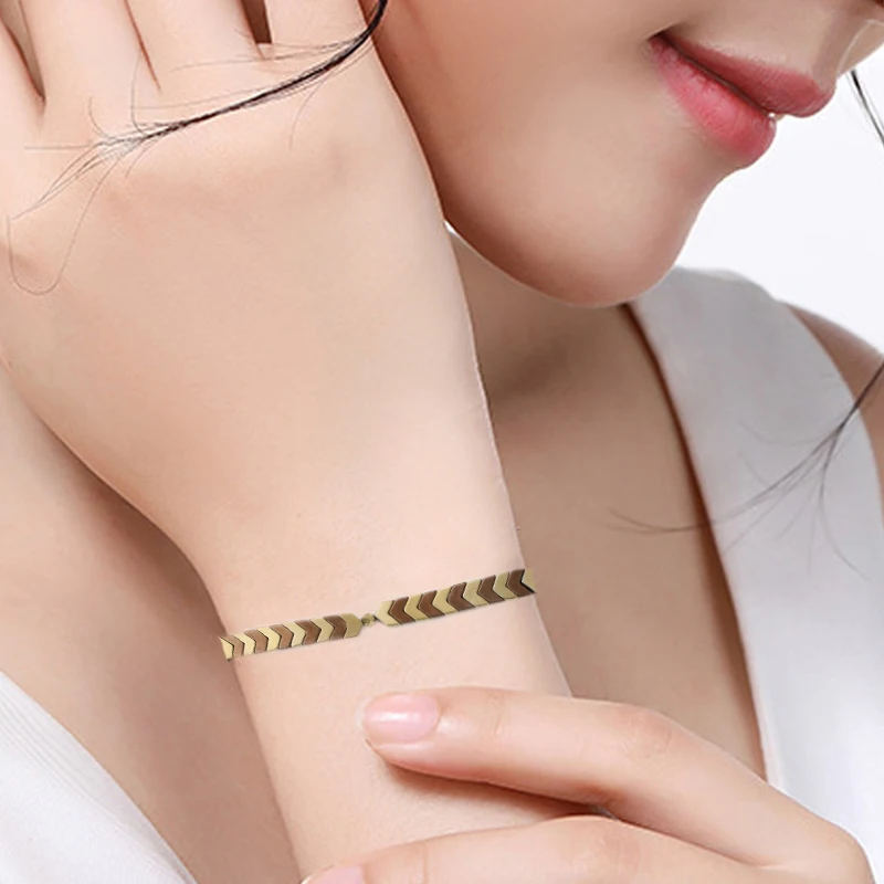 New Trendy Gold Silver Plated Metal Fashion Simple Shiny Chain Bracelet Adjustable Charm Bracelet for Women Men Party Jewelry