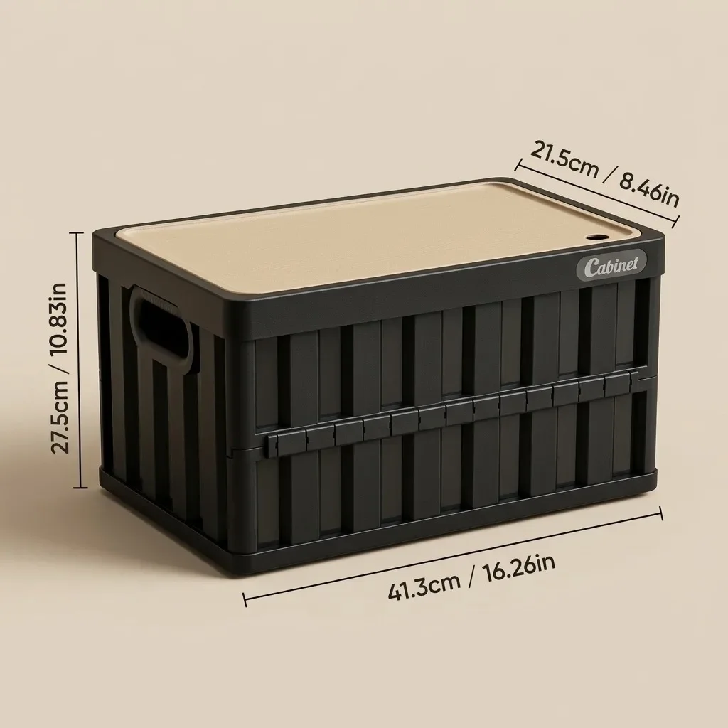 Opvouwbare opbergdoos met deksel, inklapbare plastic opbergcontainers, stapelbare auto-opbergorganizer, camping-opbergkoffer voor thuisgebruik.