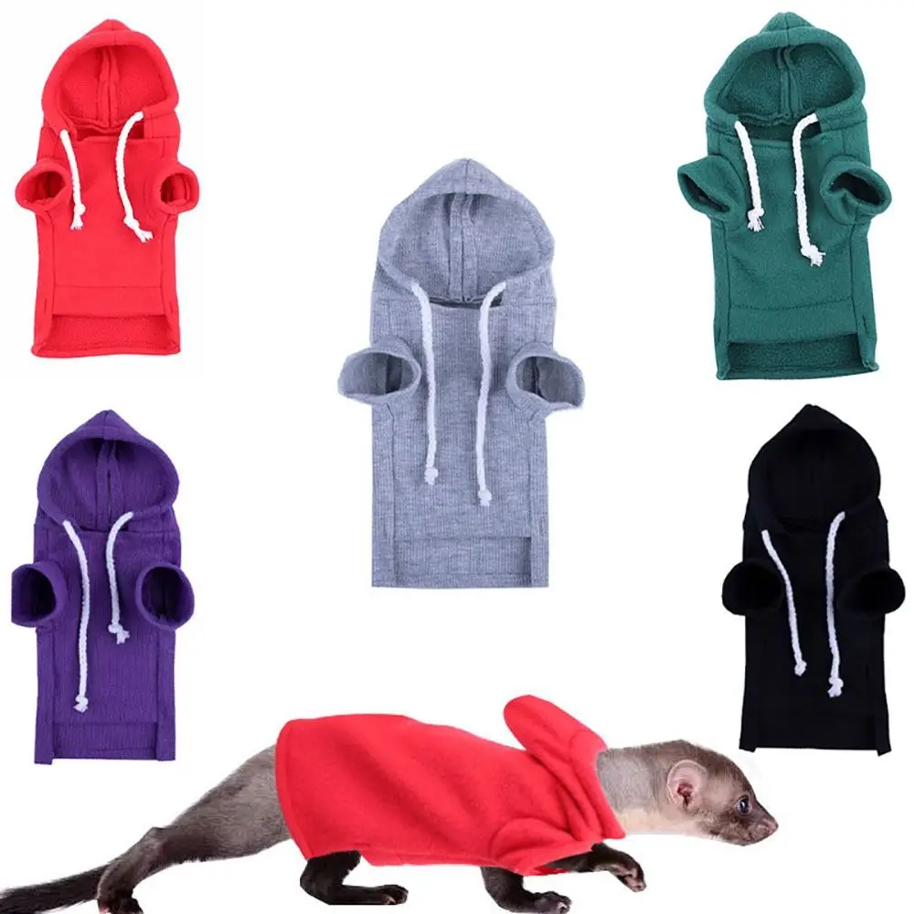 Ferret Hoodie Pet Pullover Fleece Clothes Jumper Vest Coat Jacket Apparel Warmer Tops Pet Supplies For Hamster/Lizard/Squirrel