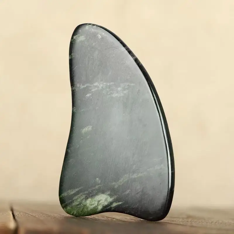 Natural Tibetan Jade Medicine Wang Shi Scraping Plate and Handle Piece Universal Scraping and Clearing Meridian Scraping Plate