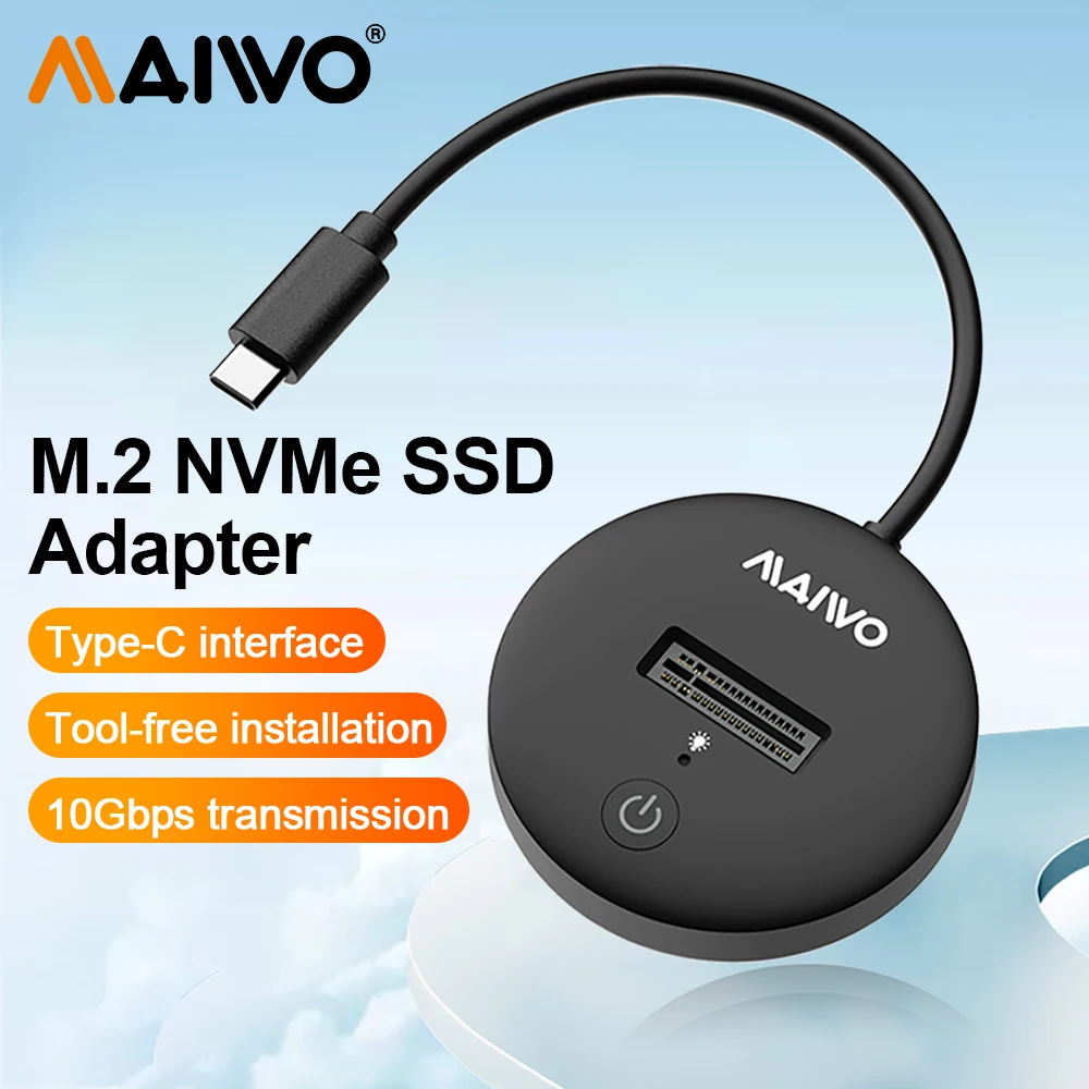 

MAIWO M.2 NVMe SSD Enclosure 10Gbps PCIe USB C External Case M2 NGFF NVMe Hard Drive Disk Storage Box Housing for PC Case Laptop