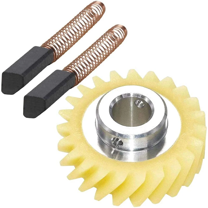 W10112253 9706416 Motor Brush W10380496 4162897 Mixer Worm Drive Gear for Kitchenaid Stand & A Pair of Motor Brush