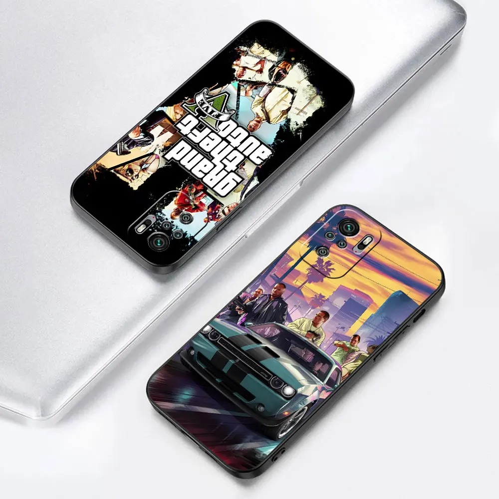 Grand Theft Auto GTA5 Game Case for Xiaomi Redmi Note 12 11 10S 11E 13 Pro Plus 10 8 9 9S 7 11S 11T TPU Black Soft Phone Cover #3