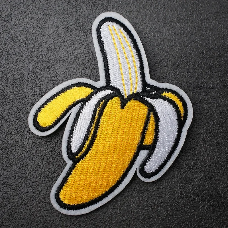 Banana (Size:6.8X8.5cm) Embroidered Patch for Clothing Iron on Sew Applique Cute Fabric Shoes Bags DIY Decoration