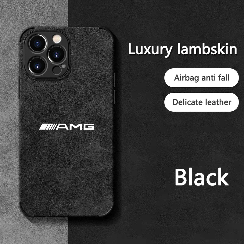 M-Mercedes AMG Logo Sudue Phone Case For iPhone 16 15 14 13 12 11 Pro Max Plus Color Shockproof Back Blue Grey Cover Shell