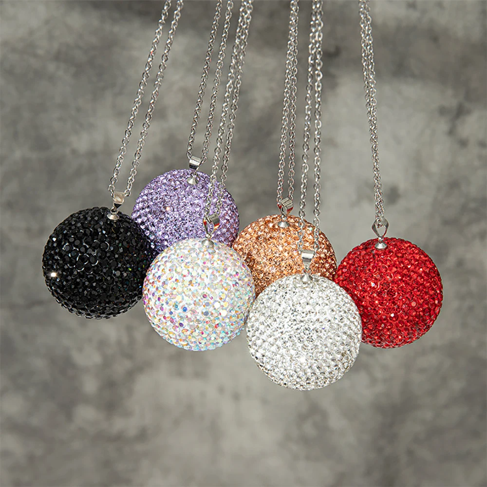 Car Pendants Metal Chain Rhinestone Ball Full Drilling Originality Fashion Cool Charm Rearview Mirror Hanging Ornaments