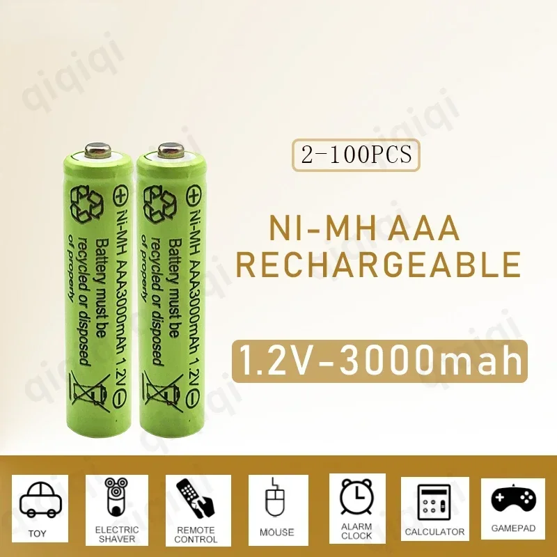 

100% Original AAA 3000mAh 1.2V Quality Rechargeable Battery AAA 3000mAh Ni-MH Rechargeable 1.2V Battery