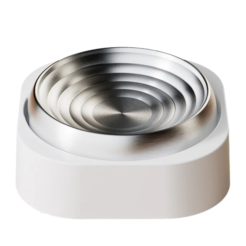 THIVN-وعاء قطط من الفولاذ المقاوم للصدأ وعاء مموج وعاء طعام للقطط وعاء طعام مع واقي شعيرات مضاد للانزلاق والخريف وعاء للحيوانات الأليفة