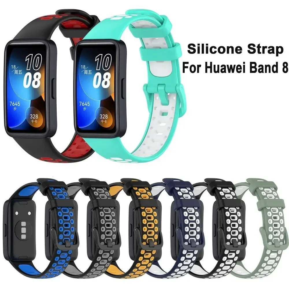 

For Huawei Band 8 9 Silicone Watch Strap Two-Color Breathable Smart Watchband Replacement Bracelet Smart Watch Accessories