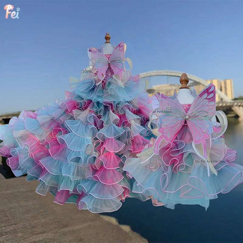 

Luxury Sequin Starfish Skirt Dog Dress with Adjustable Bow for Poodle And Yorkie Small Medium Designer Puppy Outfit