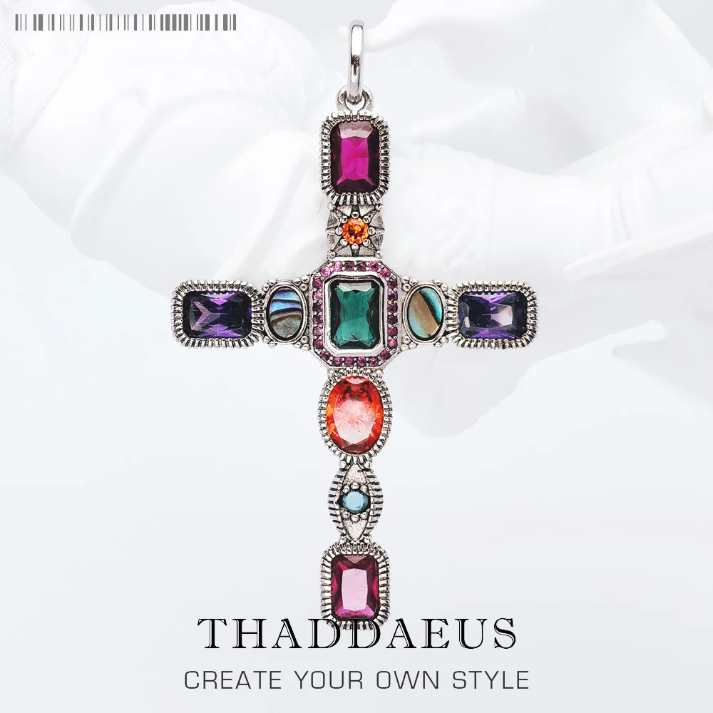 

Pendant Colourful Cross 2022 Brand New Fine Jewelry Europe Talisman 925 Sterling Silver Vintage Gift For Women