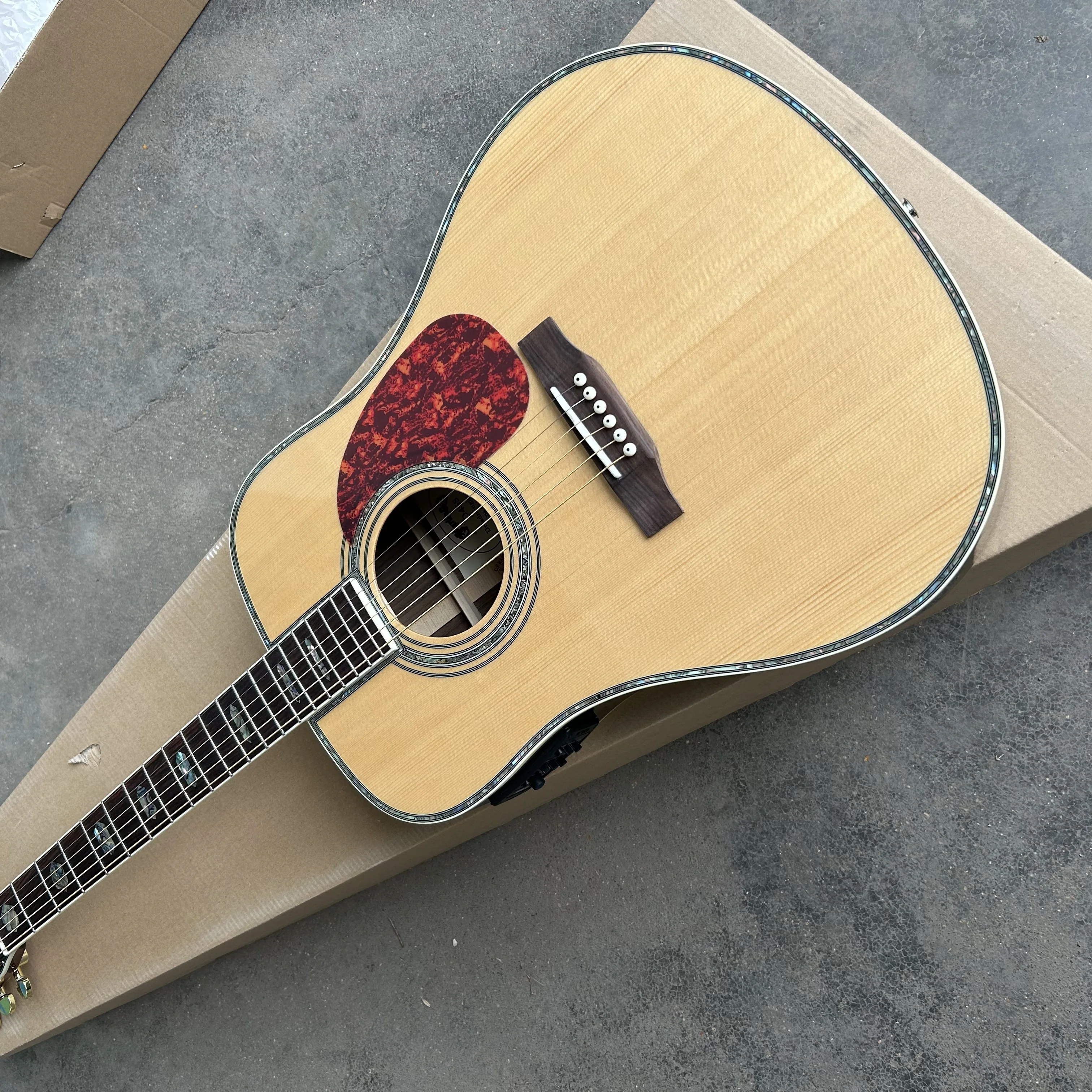 STOCK 41 Inch D Barrel D45 Series Solid Wood Section Acoustic Acoustic Guitar Abalone Binding and Inlay