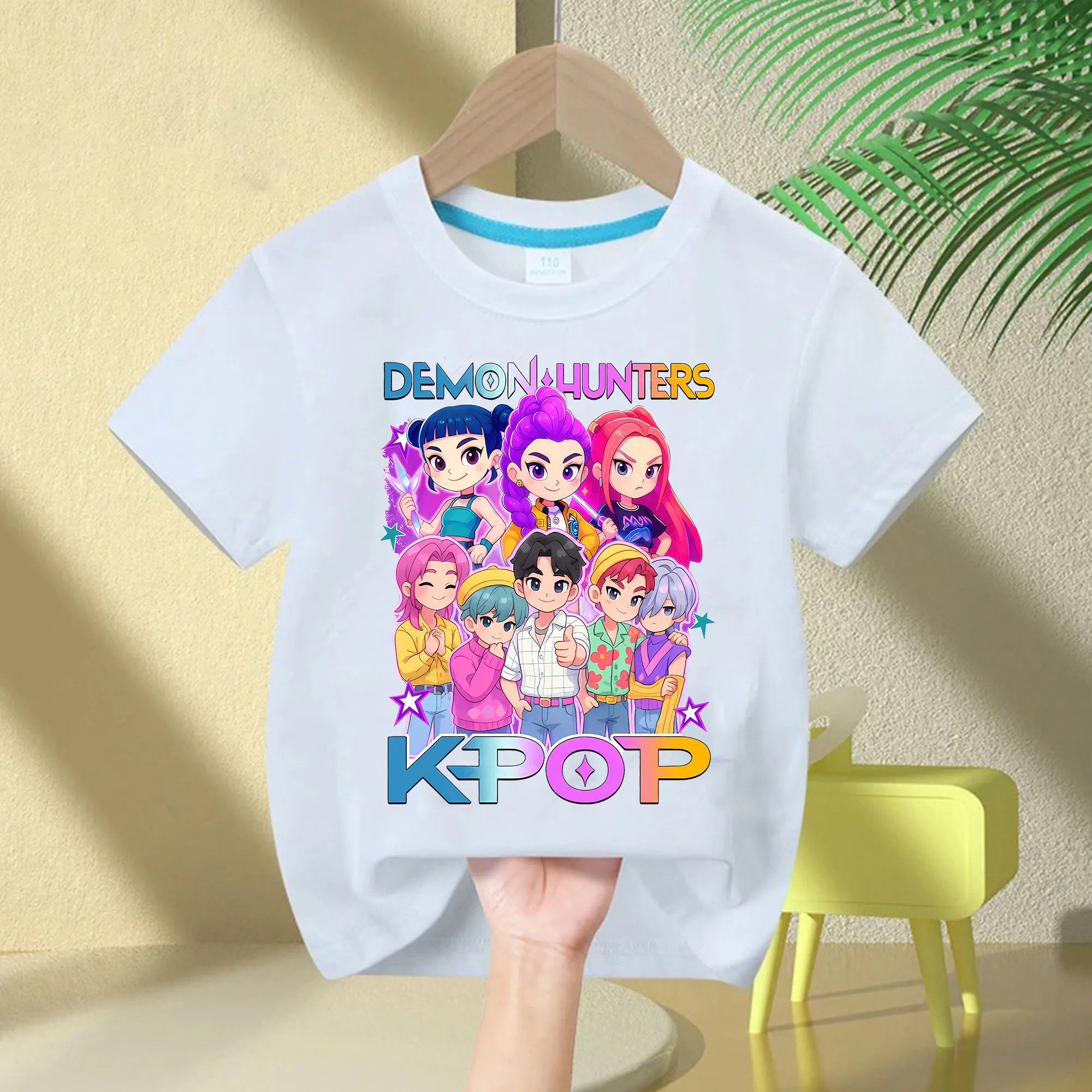 Nuovo 2025 KPop Demon Hunters Saja Ragazzi Cartoon Ragazzi T-shirt Girocollo Stampa Moda Casual Top T-shirt per bambini Abbigliamento per bambini