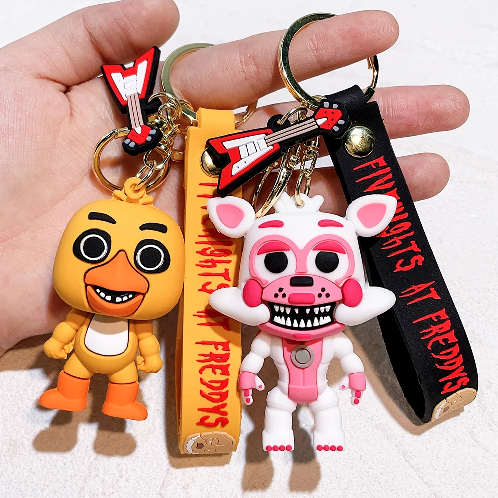 FNAF Keychain Sundrop Moondrop Figures Freddy Bonnie Chica Action Figure Key Chain Collection Funtime Foxy Pendants Model Toys