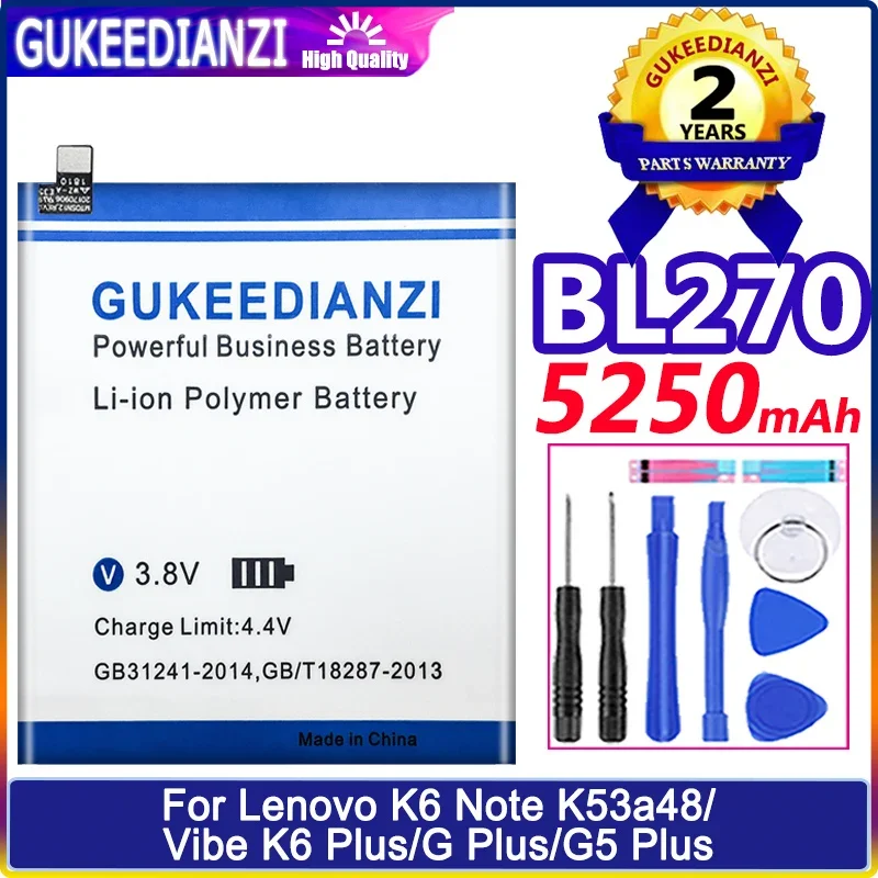 Battery 5750mAh/5250mAh BL273 BL270 for Lenovo Vibe K6 Plus K6Plus GPlus G Plus/G5Plus G5 Plus/K6 Note K53a48 K6Note