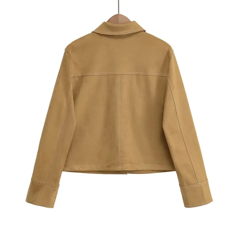 Leder Jaet 2025 Frühling Herbst Neue Damen Faionable Velvet Texture Quali Oberbekleidung Vielseitig Sle Long Sve C...