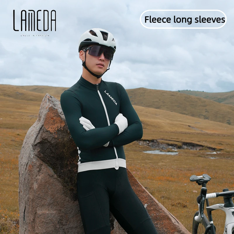 

Lameda Cycling Jersey Man Autumn Winter Men Long Sleeve Quick Drying Bicycle Top Clothes Warm Windproof Men's Cycling Shirt