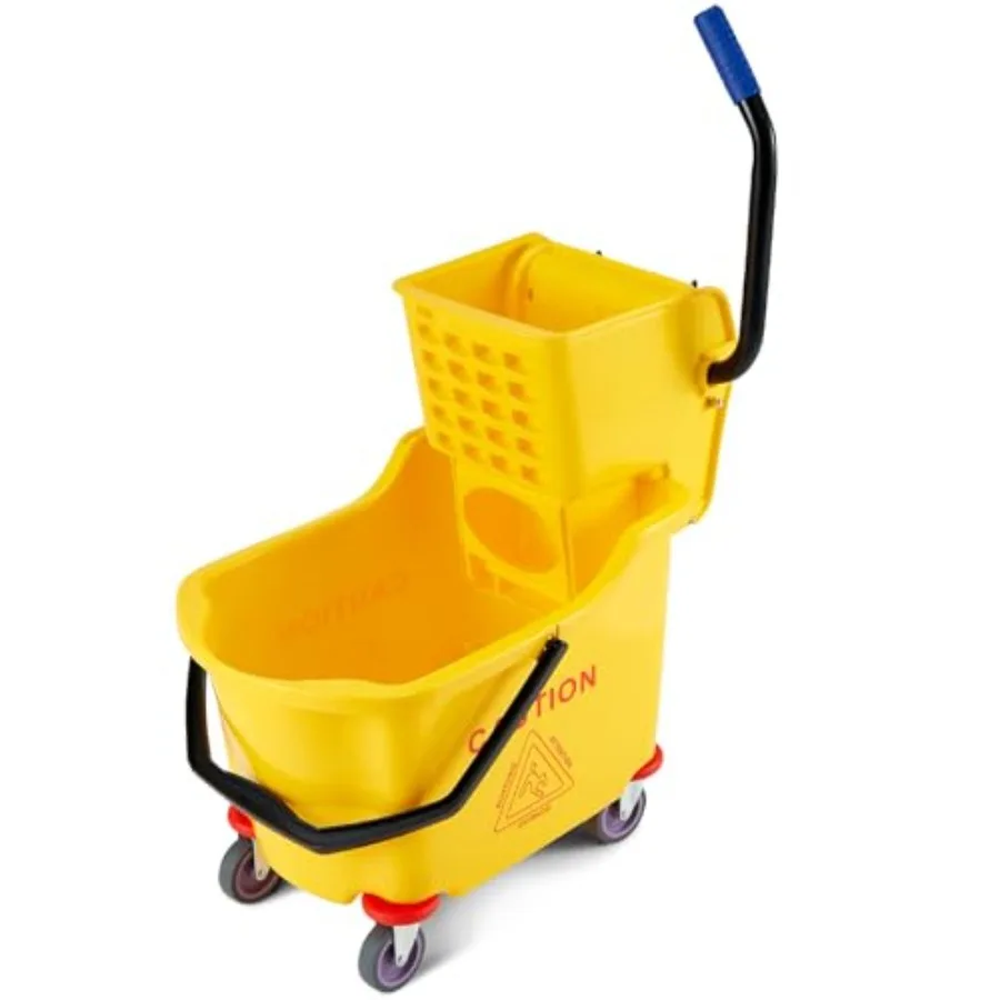 

Commercial Mop Bucket with Side Press Wringer on Wheels, 35 Quart Capacity for Floor Cleaning, Kitchens, Restaurants, and Janit