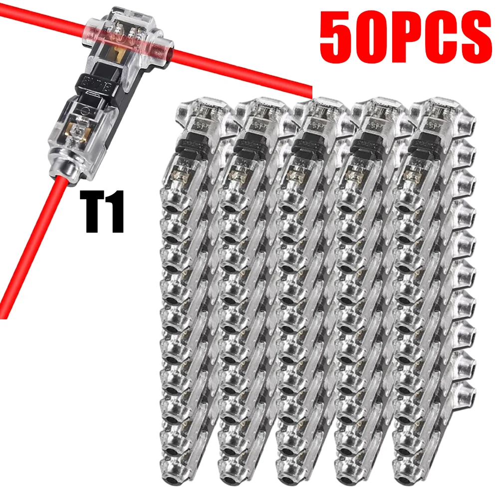 10-50PCS Laagspanningsdraad splice connectoren Snelle Soldeerloze T Tap Connector 1/2 Pins Rock Solid Connector voor 24-20 AWG Kabel