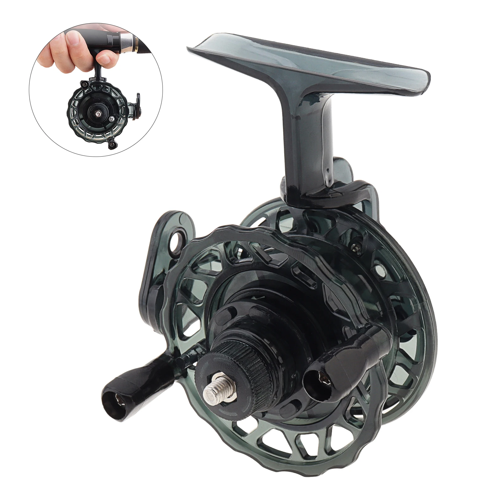Right Hand 63 mm Ice / Raft Fishing Reel PC Material Drag Adjustment Lure Wheel with One-Click Free Spool