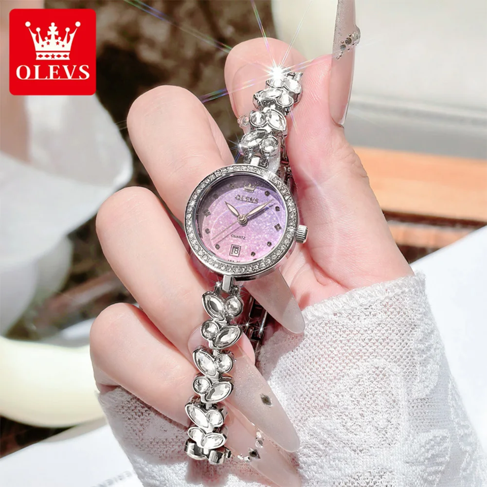 OLEVS 5679 Womens Watch Original Elegant Fashion Brand Quartz Watch Waterproof Luminous Watches For Woman Gifts Bracelet Clasp