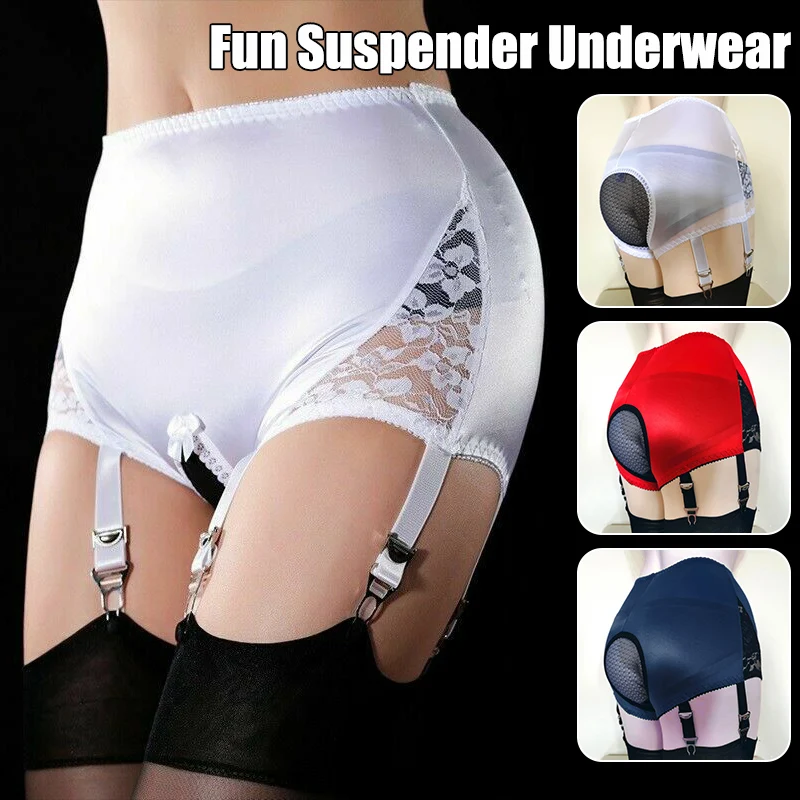 Ladies Black Lace Garter Belt 6 Claw Sexy Lingerie Set Open Crotch Panties Six Straps Metal Clip Suspender Belt For Stockings