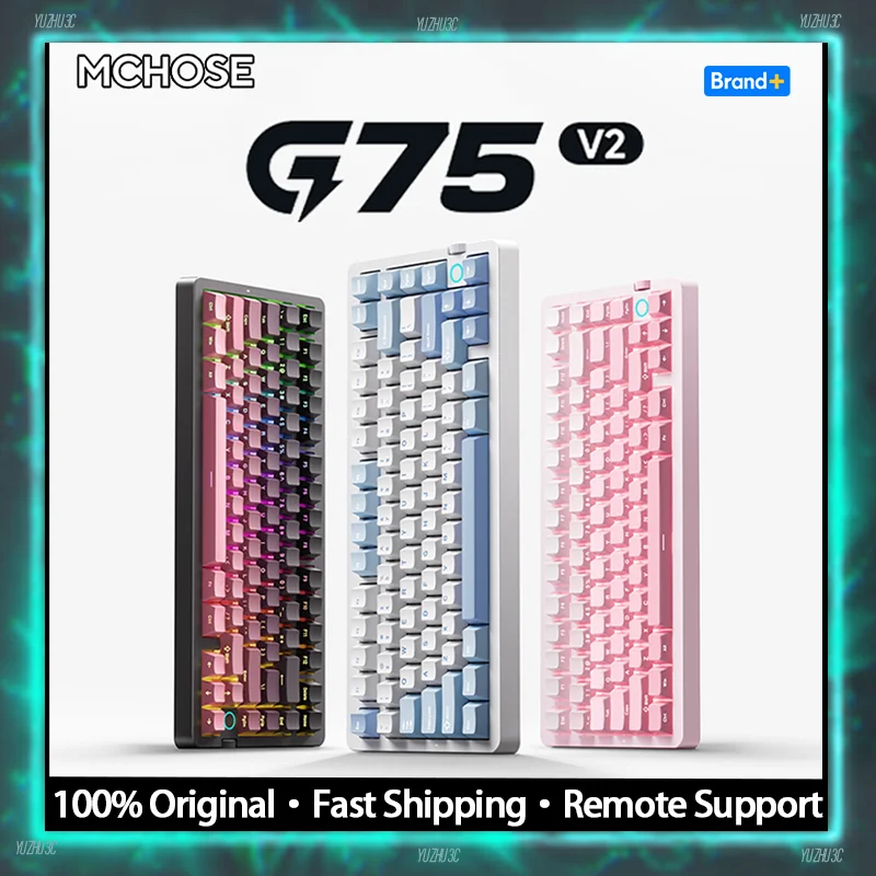 

MCHOSE G75 v2 Pro Mechanical Keyboard 8000mAh 2.4G BT Wireless South Facing RGB Customized Hifi Switch Hot Swappable PBT Keycaps
