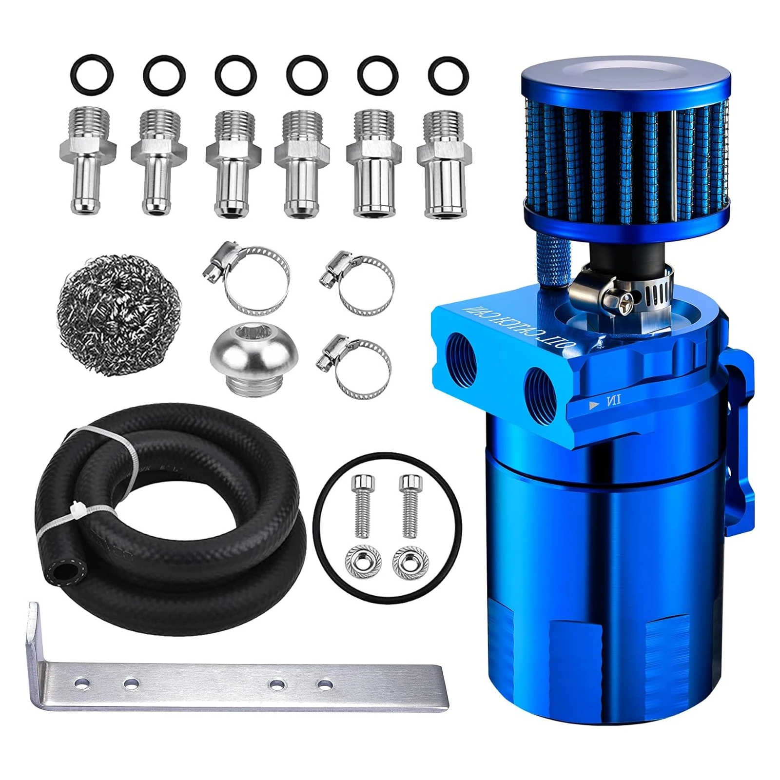 

Oil Catch Can Universal Baffled Catch Can Kit with Breather Filter 300ml Aluminum Air Oil Separator Tank NBR Fuel Hose Kits