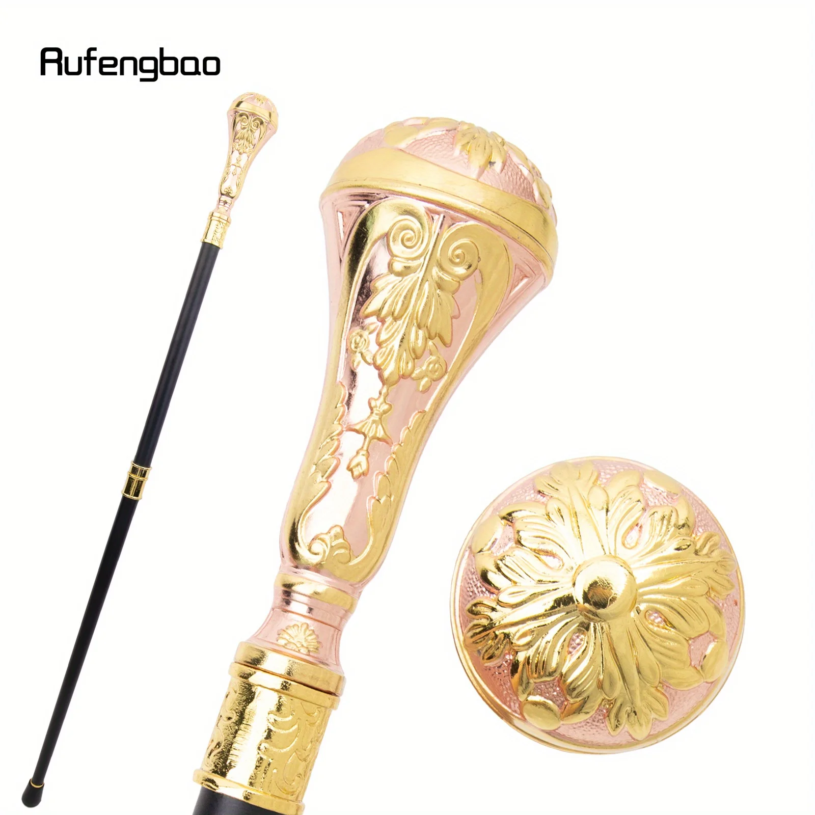 

Golden Pink Luxury Round Handle Fashion Stick for Party Decorative Cane Elegant Crosier Knob Stick Performance Stage Cane 90cm