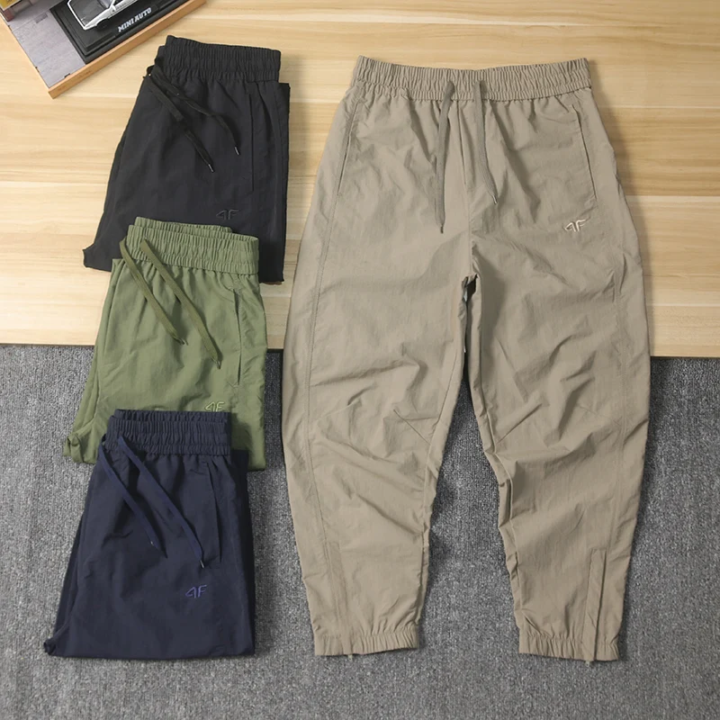 

Lightweight Summer New Men's Casual Pants Embroidered Zipper Thin Faionable Ciscape Long Trousers Qui Dry Waterproof