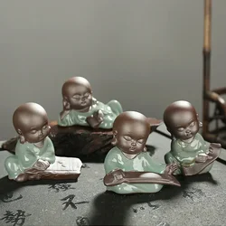 F Creative Boutique Smiling Buddha Tea Pet Ceramic Mad Monk Ornaments Kung Fu Figurines & Mini Home Furnishing office Decoration